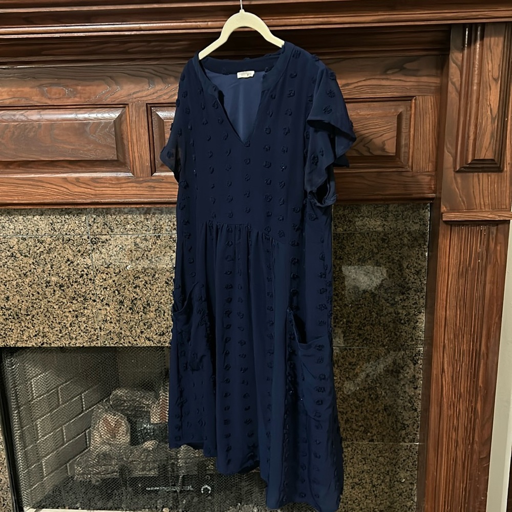 Navy blue sleeveless dress